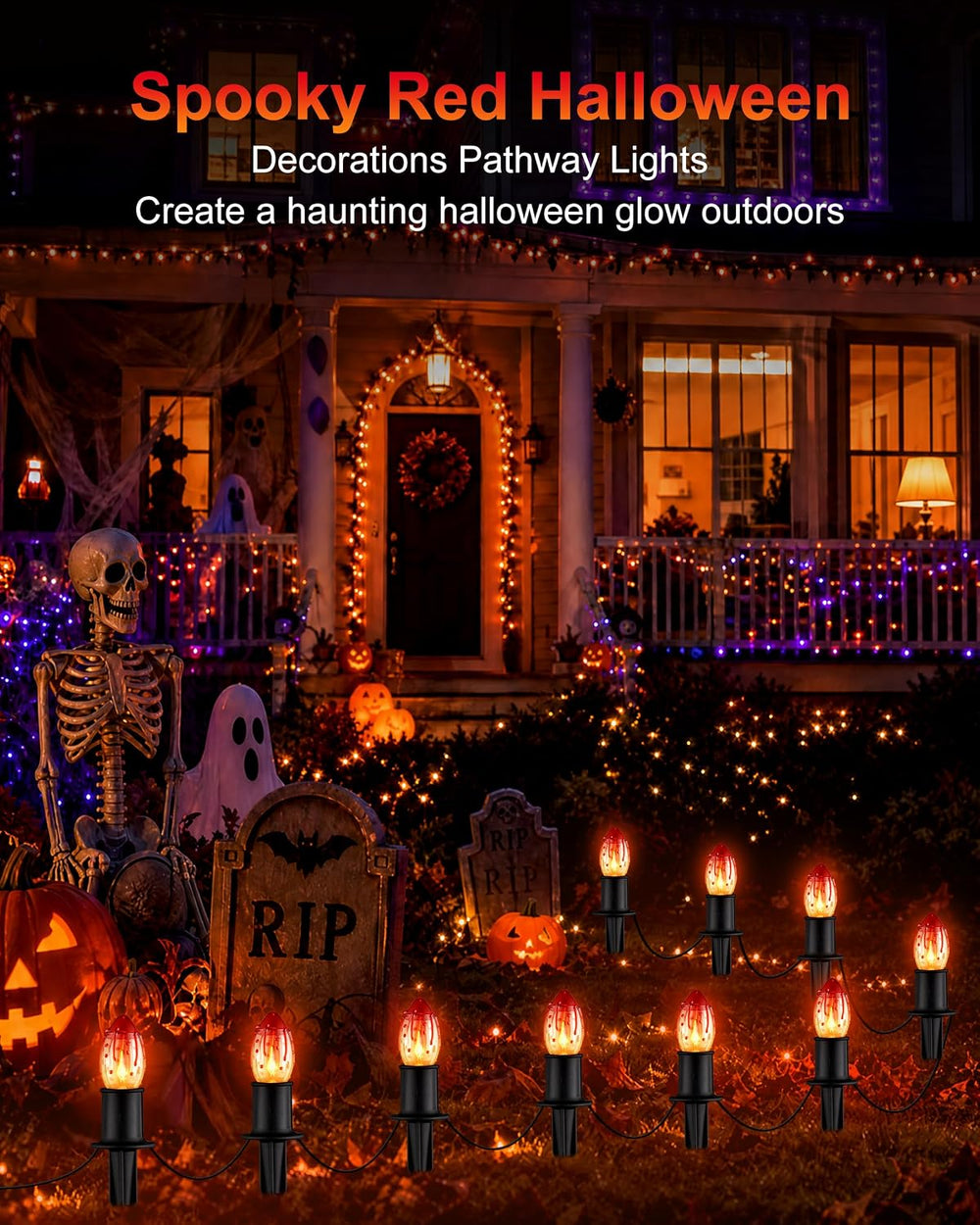 24.2FT Halloween Pathway Lights Outdoor, C9 Halloween Lights 20 Lights