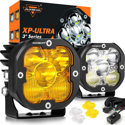 Auxbeam XP-Ultra Series 3-Inch LED Ditch Lights 3x3 Cube Light Pods 2-Pack