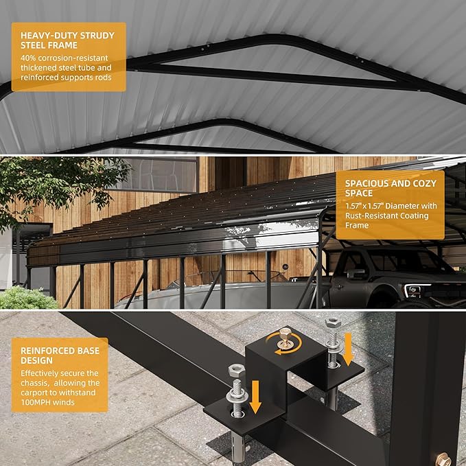 20' x 40' x 8.5' Heavy Duty Metal Carport