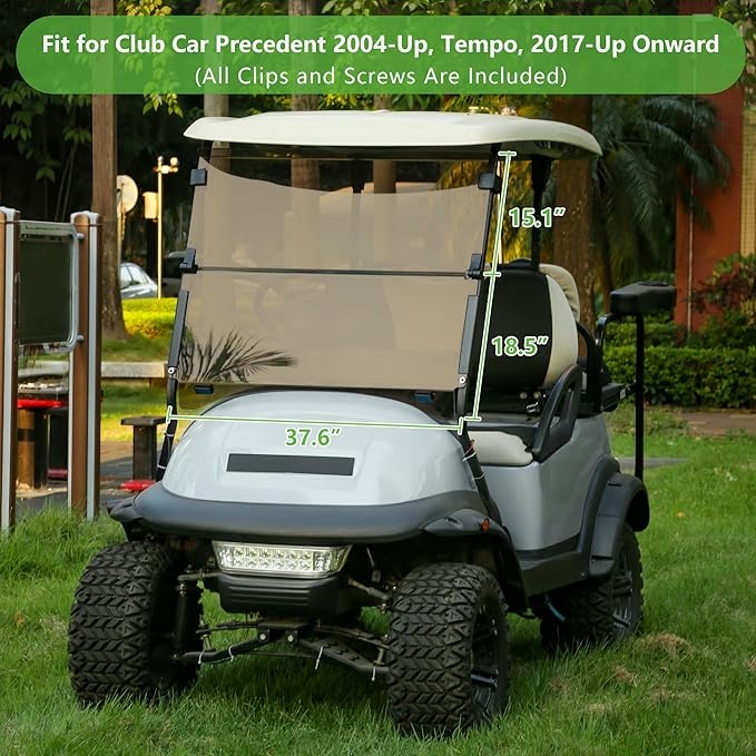 10L0L Golf Cart Windshield for Club Car Precedent 2004-Up, 2017-Up Onward