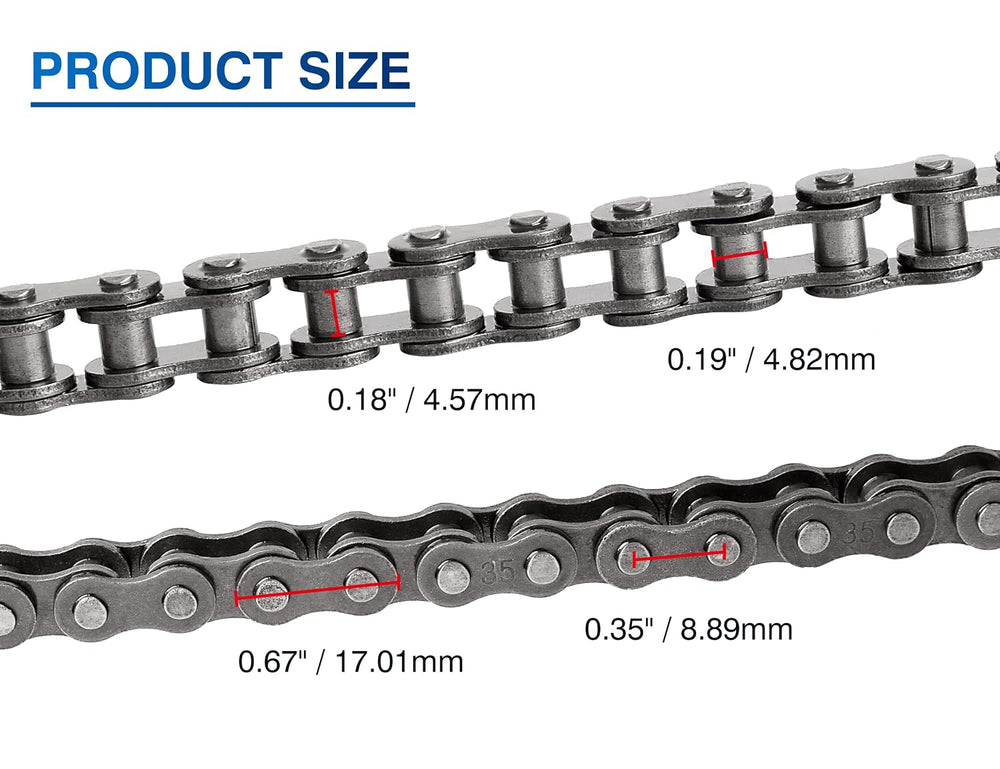#35 Roller Chain 10 Feet -320 Links #35 Chain with Chain Breaker & 5 Conn...