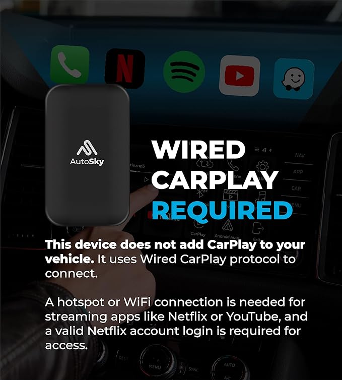 AutoSky Wireless CarPlay and Android Auto AI Box Lite