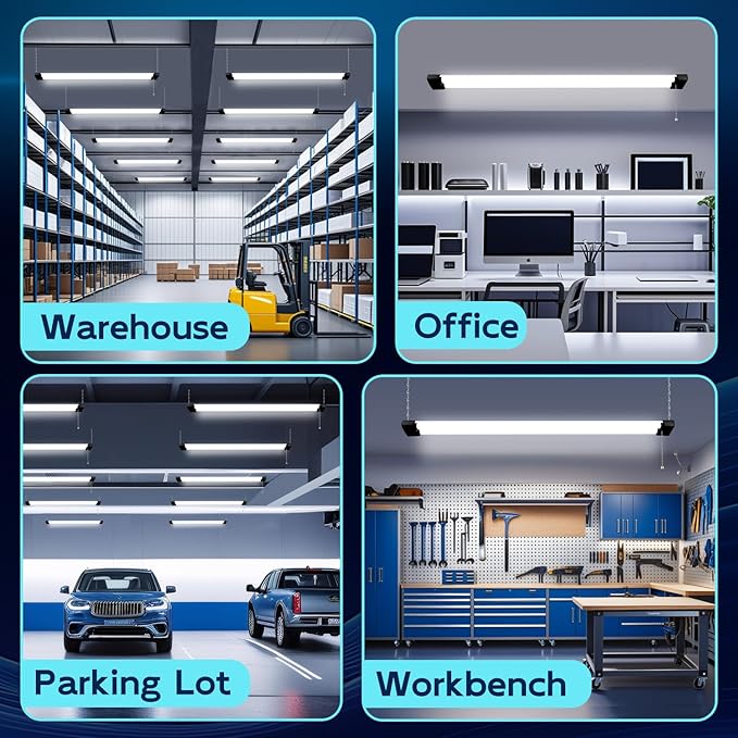 hykolity 4 Pack 4FT LED Shop Light, Linkable Utility Shop Lights, 5000K