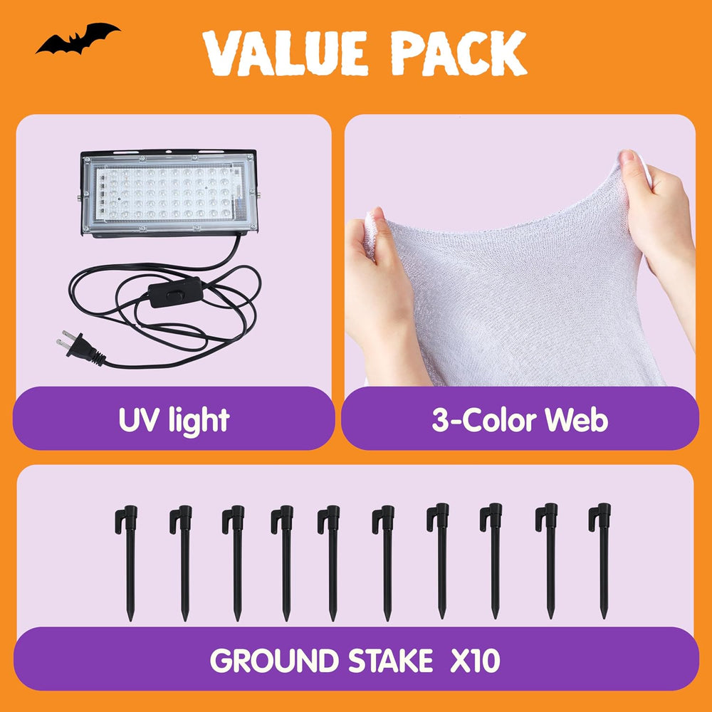 JOYIN 1000sqft Halloween Spider Web Decoration Outdoor, Glow-in-the-Dark Gian...