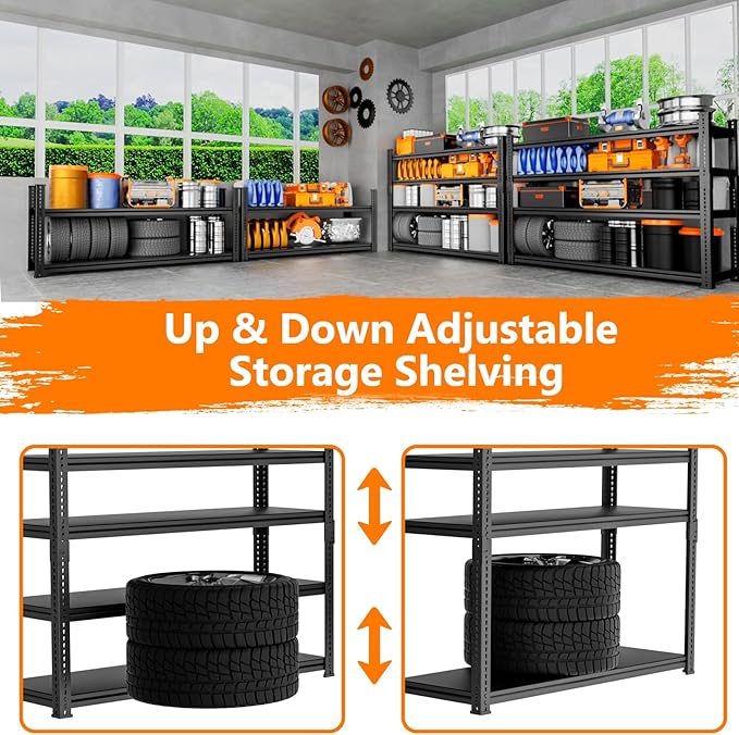 Storage Shelves Heavy Duty 2 PCS, 5-Tier Adjustable Metal Industrial Utility