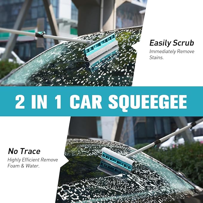 12FT Car Wash Brush with Long Handle, Car Cleaning Kit with Soft Wash Brush