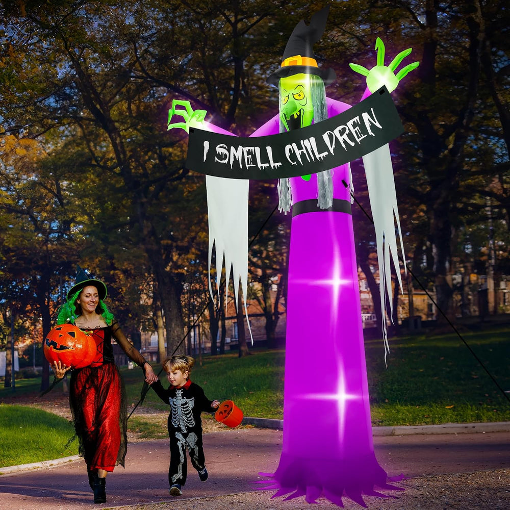 13FT Halloween Outdoor Inflatables, Large Scary Blow Up Witch Yard Decor