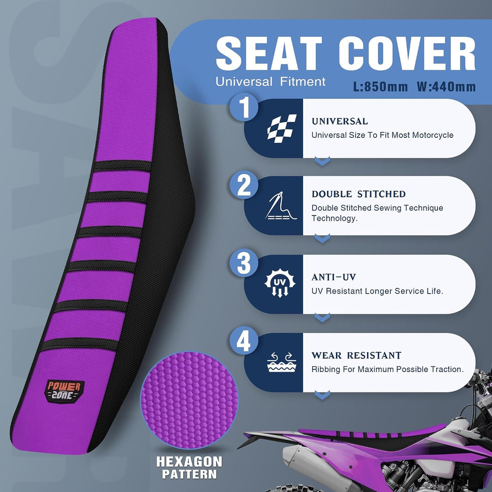 Universal White Dirt Bike Seat Cover, 6 Ribs Motorcycle Enduro Soft Dirt Pit ...
