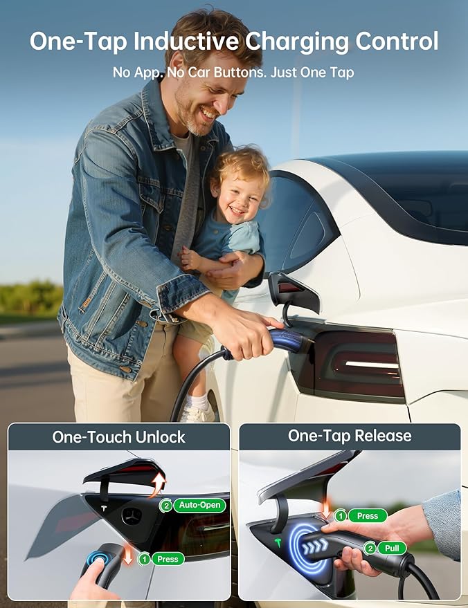 Raylix 32A Level 2 Fast Tesla Charger, 7.68KW Tesla Mobile/Home Charger