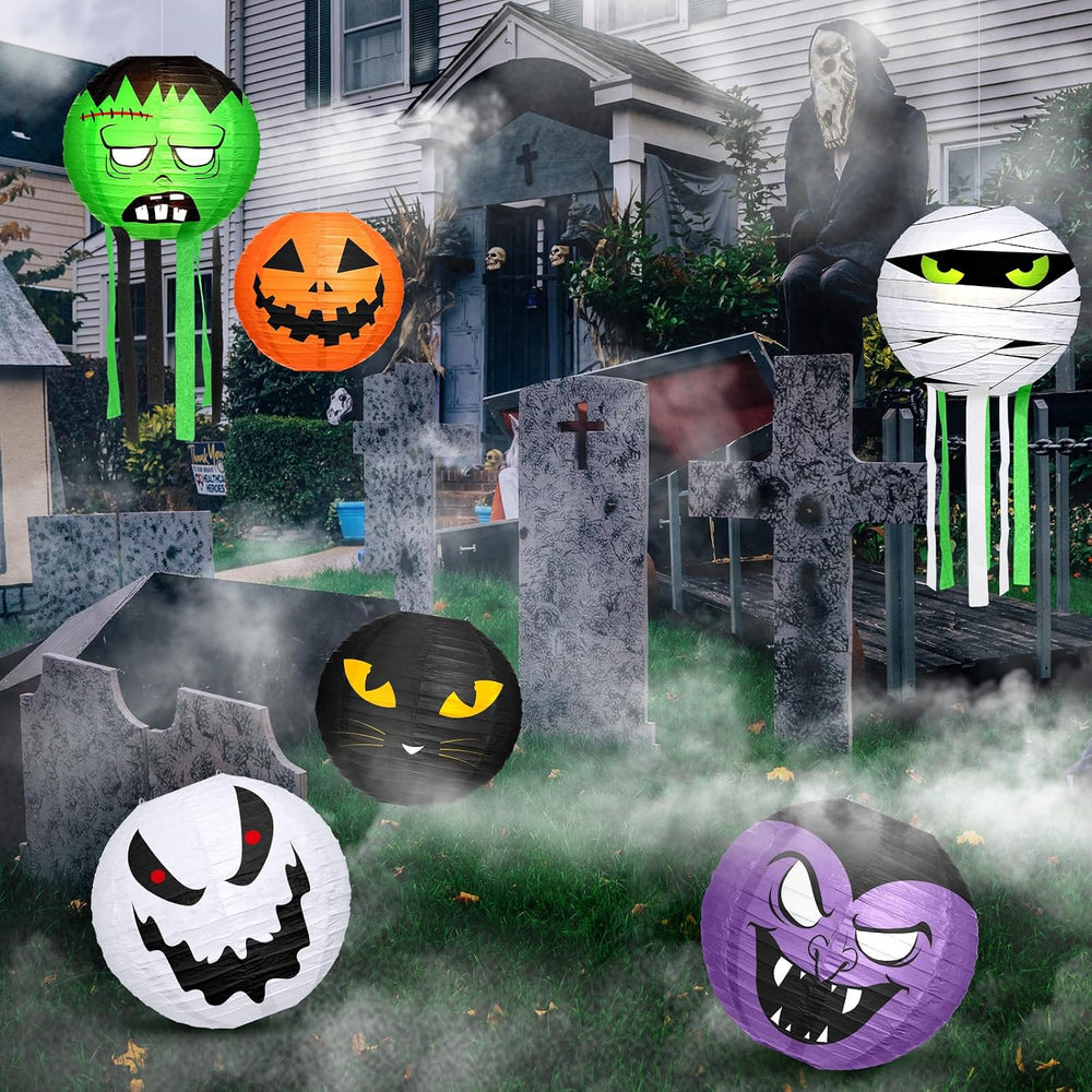 VIHOSE 12 Pcs Halloween Hanging Decorations Paper Lanterns, Jack-o-Bat Lanter...