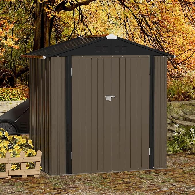 JUMMICO Metal Outdoor Storage Shed 6 x 4 FT Metal Shed