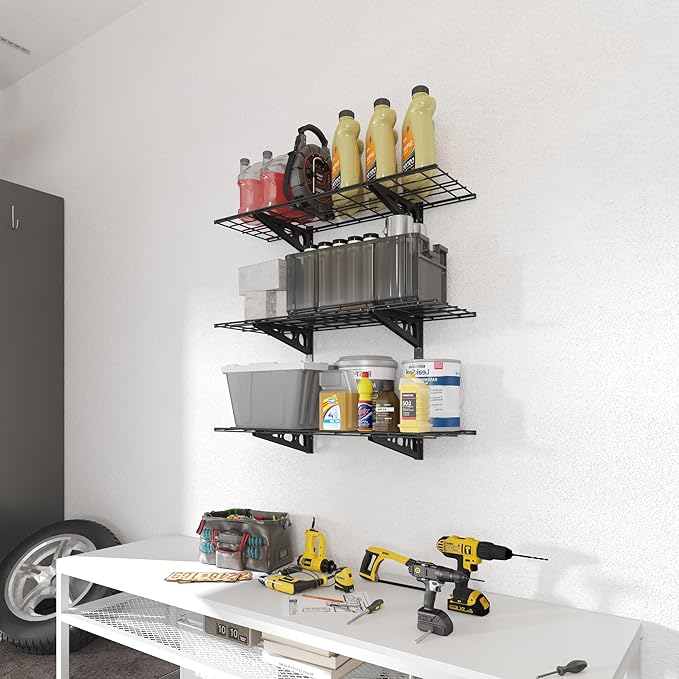FLEXIMOUNTS 3 Tier 1x3ft Garage Storage Wall Shelving, 12x36inch per Shelf