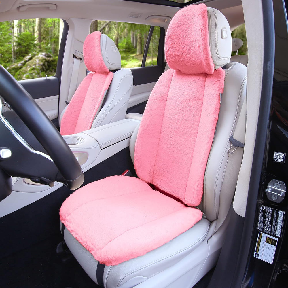 FH Group Front Set Faux Rabbit Fur Car Seat Cover Cushions, Universal Fit, Ai...
