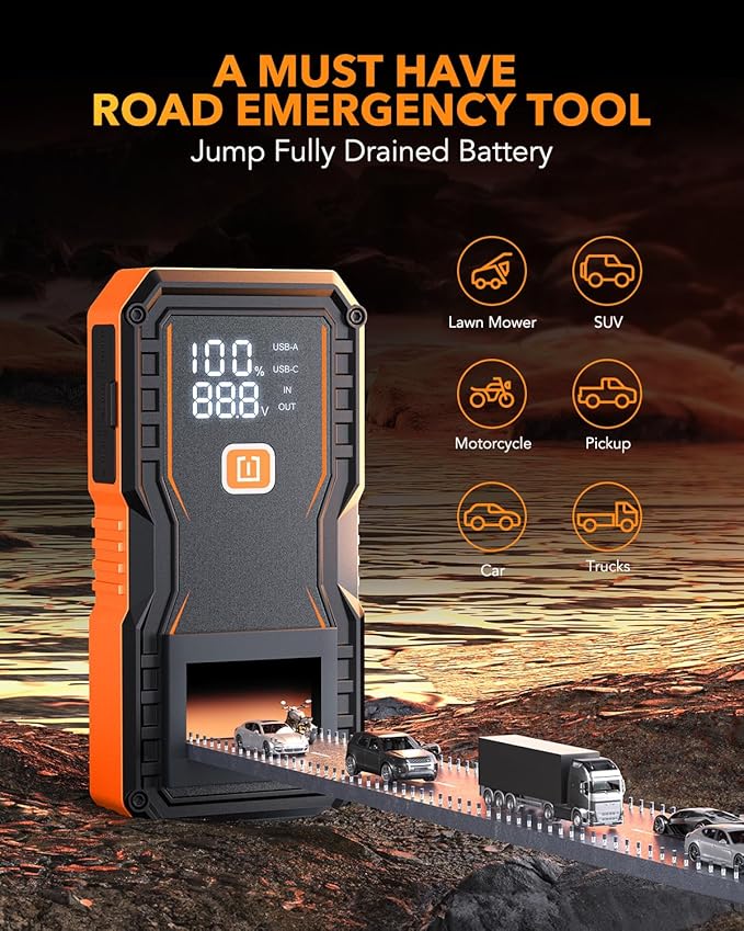 OXILAM Jump Starter 6000A for All Gas/12L Diesel, Car Battery Jumper Starter