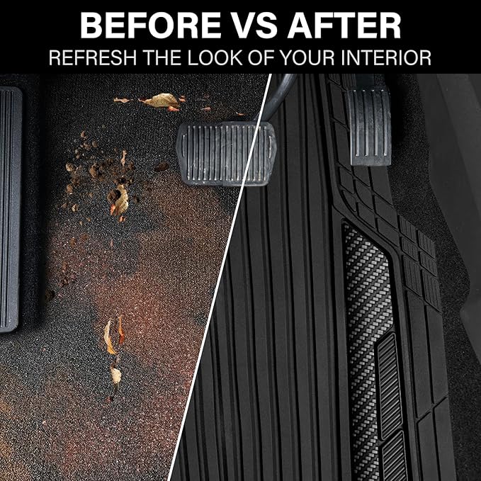 CAR PASS Heavy Duty Rubber Car Mats Metallic, Aluminum Film All Weather Floor...