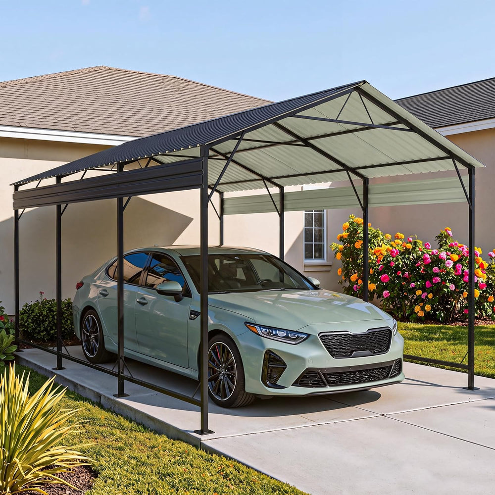 Patiowell 10x15 FT Metal Carport, Heavy Duty Carport, Black