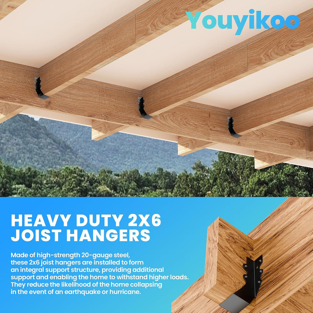 25 pcs 2x6 Joist Hangers Black 18 Gauge Face Mount Joist Hangers , 2x6 Bracke...