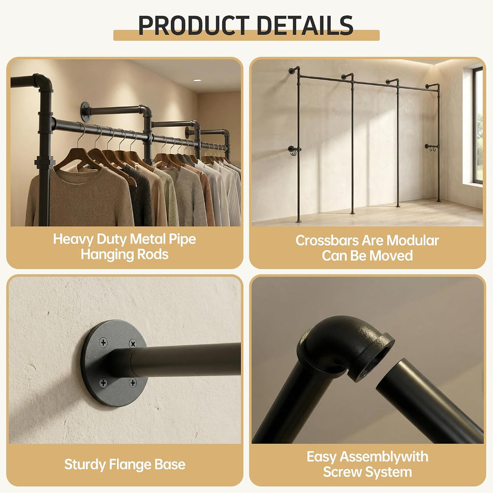 Kryonix Wall Mounted Closet System, 6 Hanging Rods