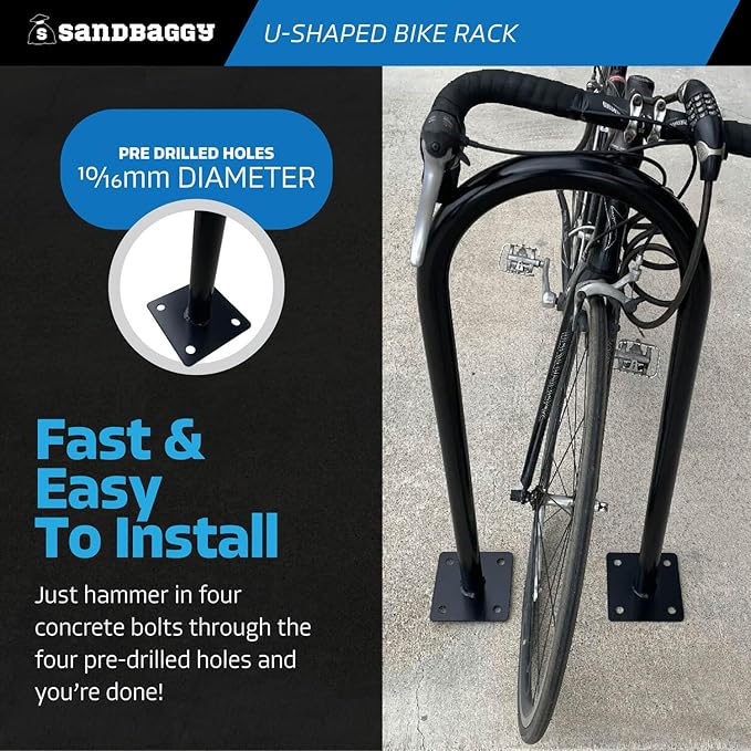 Sandbaggy In Ground Bike Rack | U Shaped, Commercial, 1 Loop, Galvanized Steel