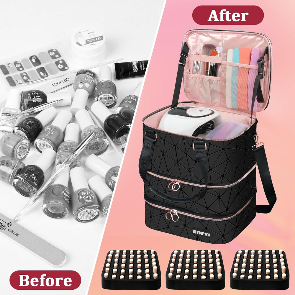SIYNPAV Nail Polish Organizer Bag Holds 126 Bottles (15ml/0.5fl.oz)& Nail...