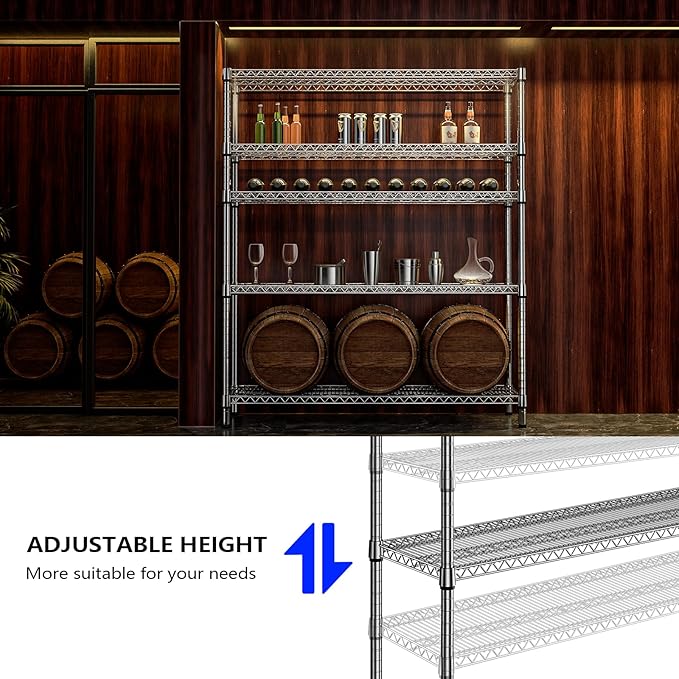 2200 Lbs 5 Tier Storage Rack Metal Wire Shelving Unit, Storage Standing Shelf