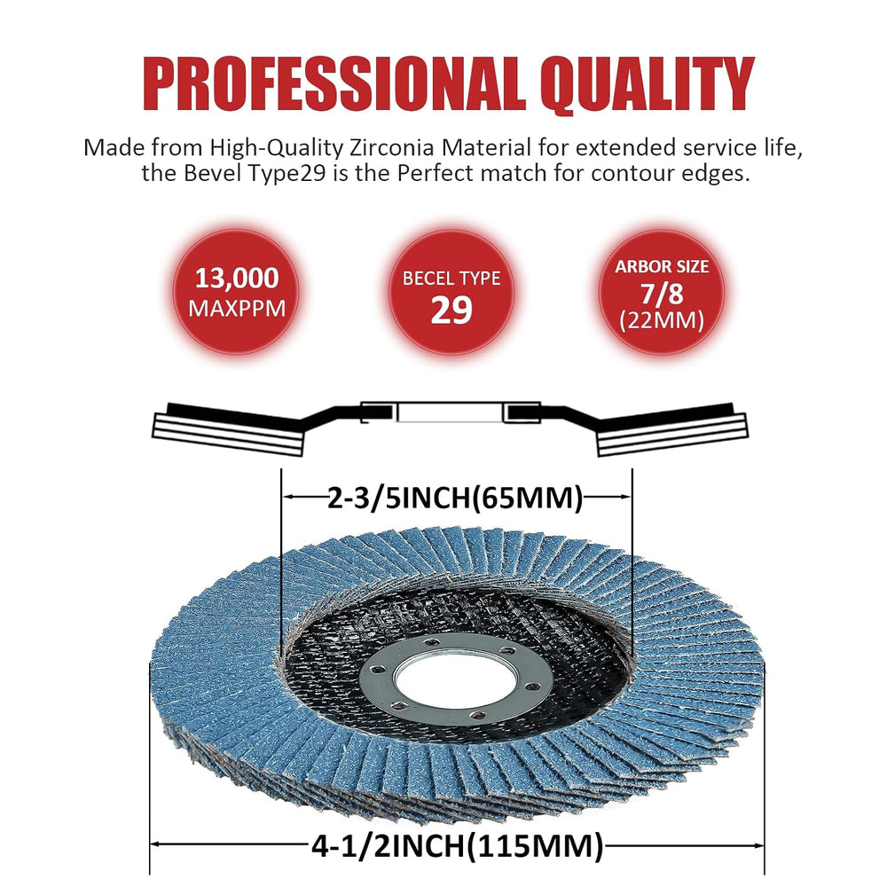 30 Pack Flap Discs 60 Grit, 4 1/2" x 7/8" for Angle Grinder,Type 29...
