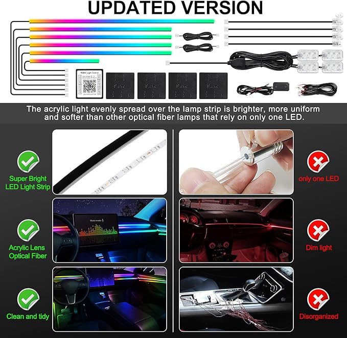 Dreamcolor Acrylic Interior Car LED Strip Light