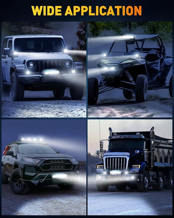 NAOEVO 12 Inch LED Light Bar and 4PCS 4 Inch LED Pod Lights, 54000LM LED