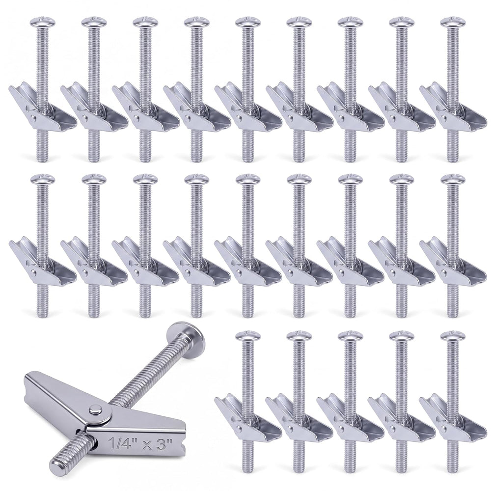 100-Pack 1/4" x 3" Toggle Bolts, Heavy Duty Spring Toggle Anchors f...