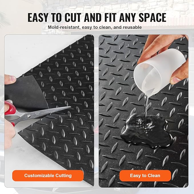 VEVOR Diamond-Plate Flooring Roll, SBR Rubber Mat, Gym & Garage Industry