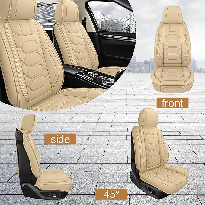 Pariitadin Leather Car Seat Covers Full Set, Waterproof Breathable Faux Leather