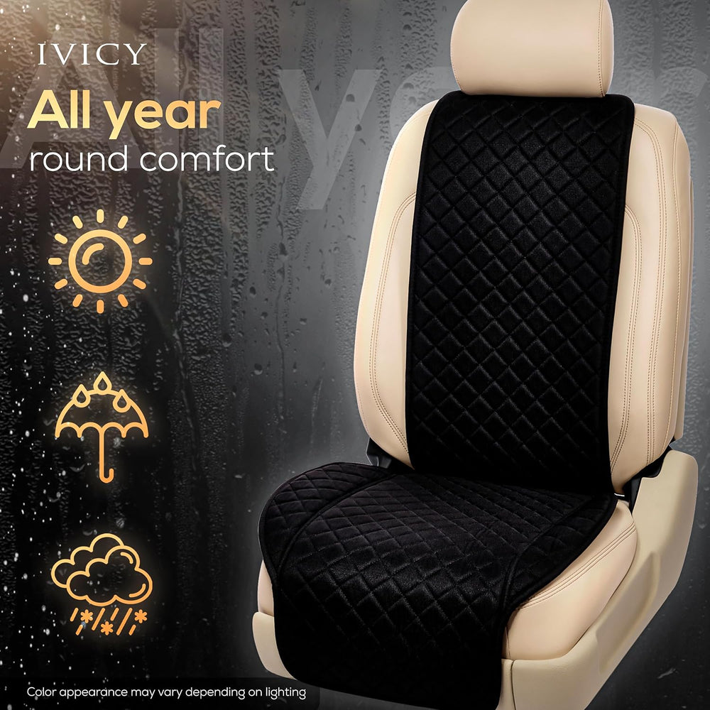 IVICY Faux Linen Front Car Seat Cover, Seat Protector, 1 Unit, Black