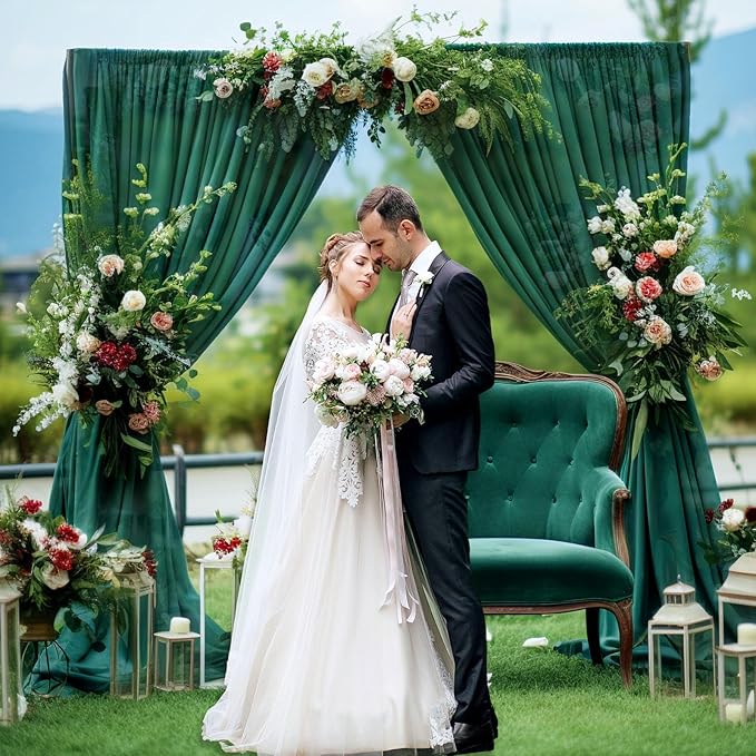 10 x 10 Feet Dark Green Backdrop Curtain for Partie, Background Curtains for ...