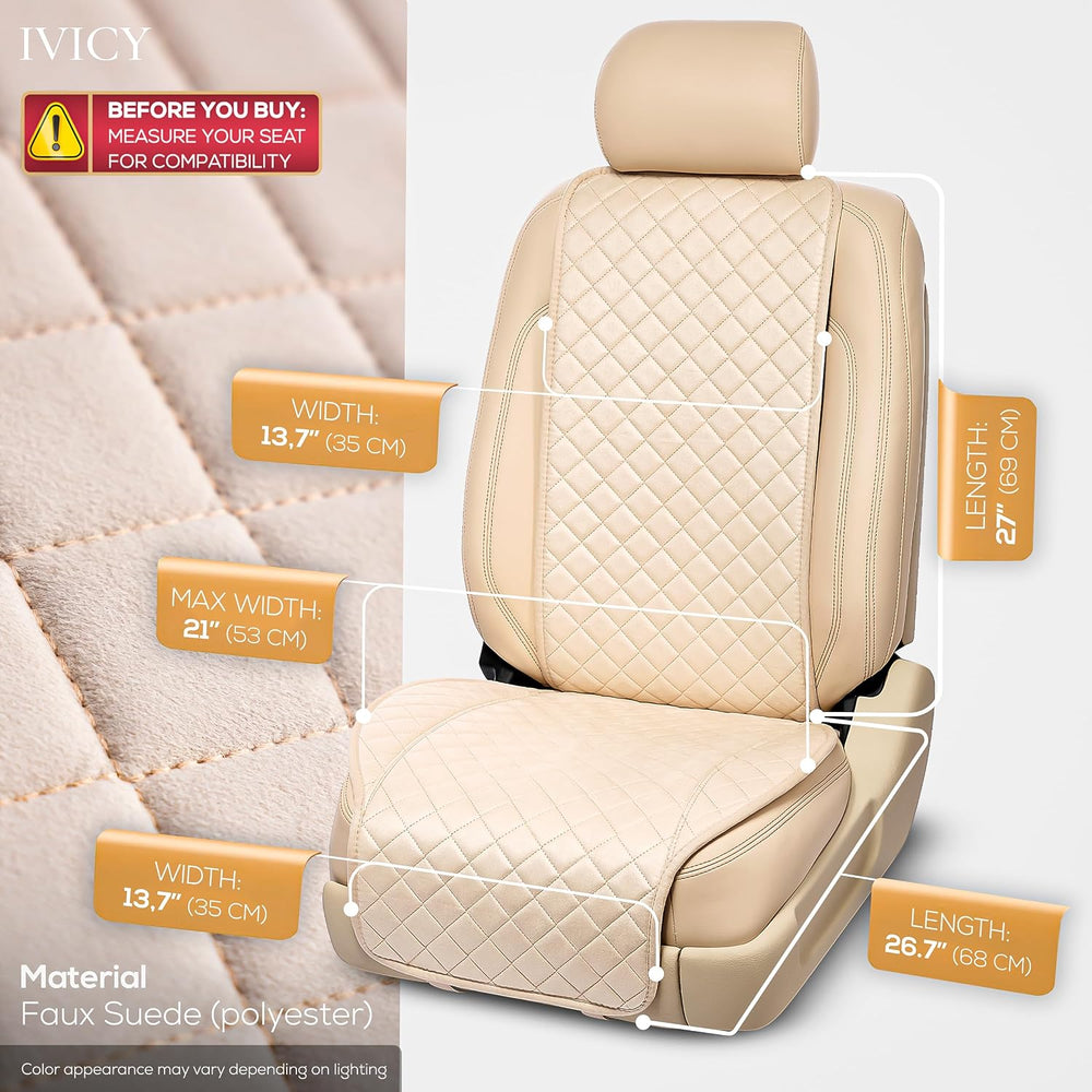 IVICY Faux Suede Front Car Seat Cover, Seat Protector, 1 Unit, Light Beige