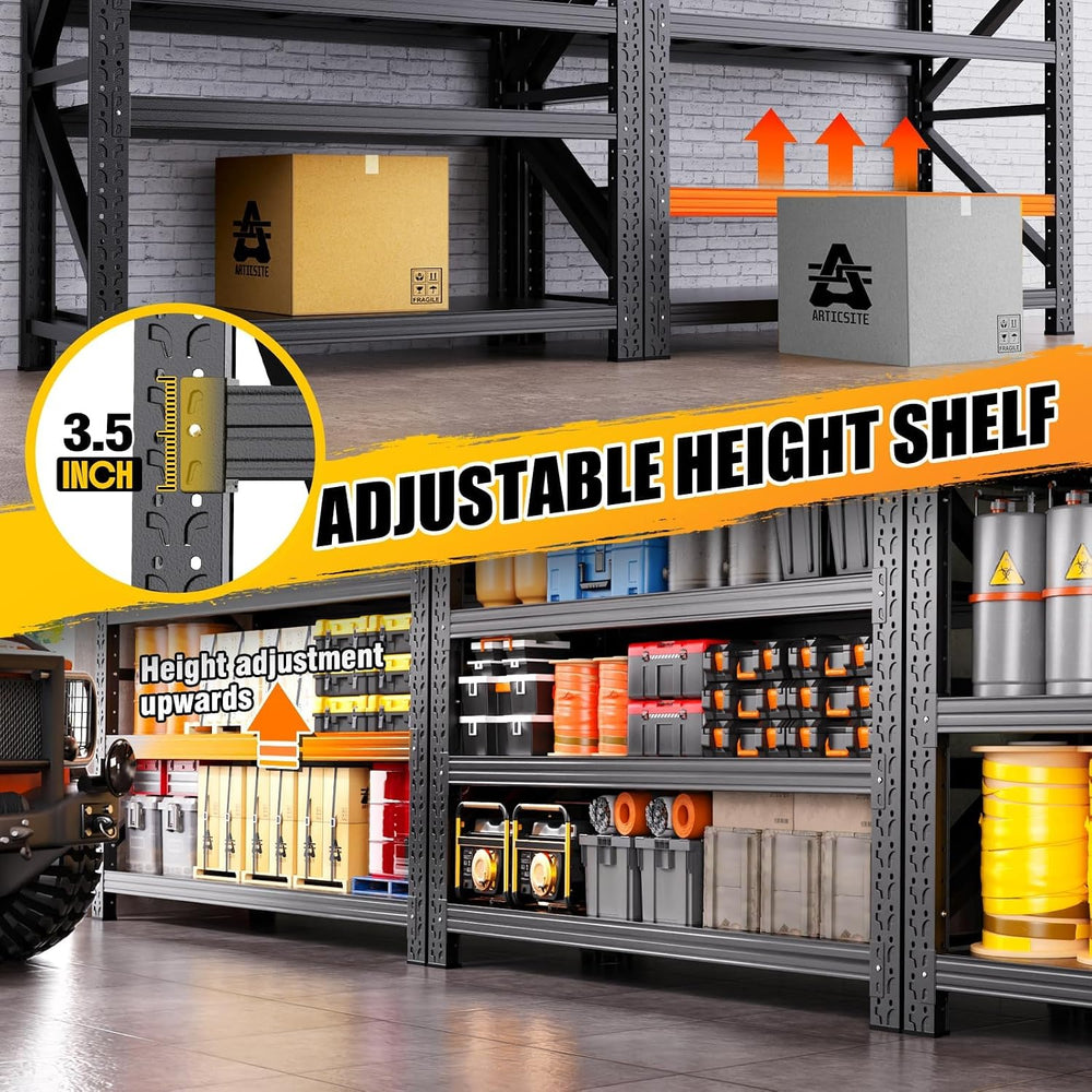 64"H Heavy Duty Storage Shelves, 4T Adjustable Garage Shelving Unit