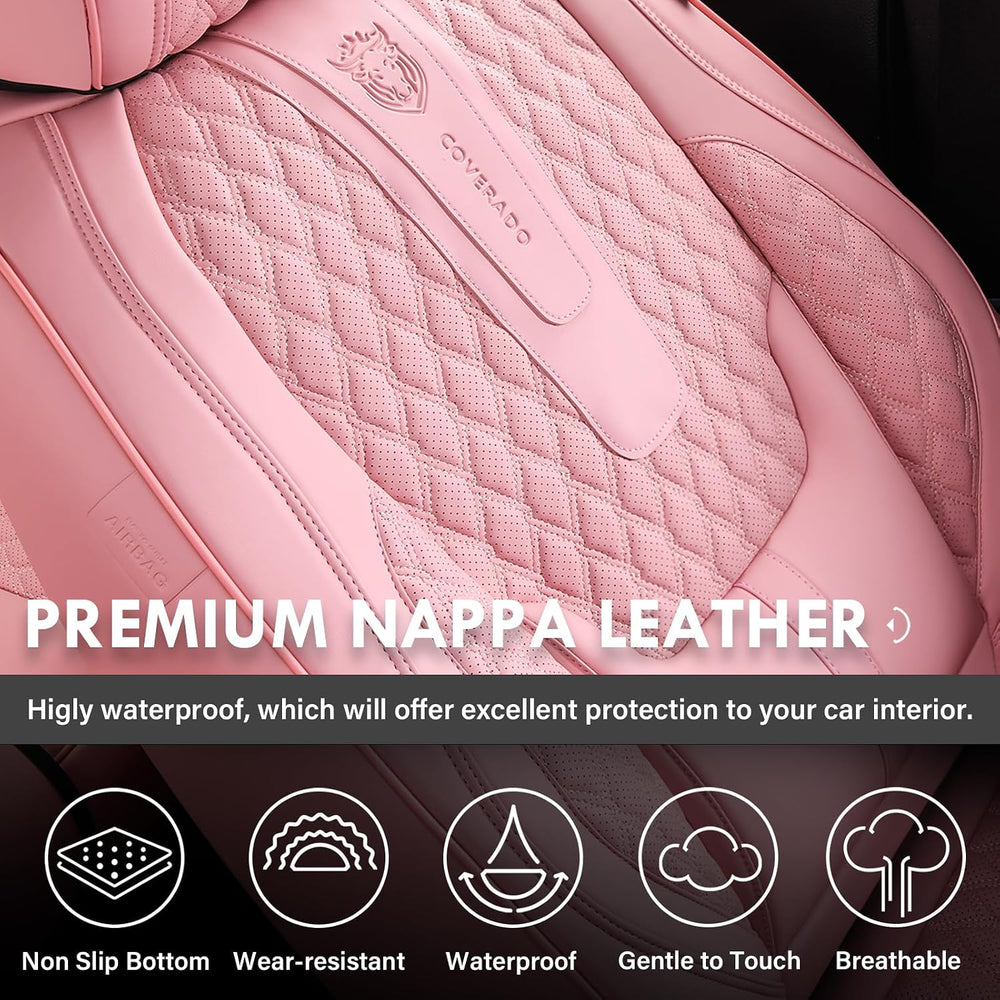 Coverado Seat Covers Full Set, Pink Car Seat Covers, Waterproof Car Seat Cove...
