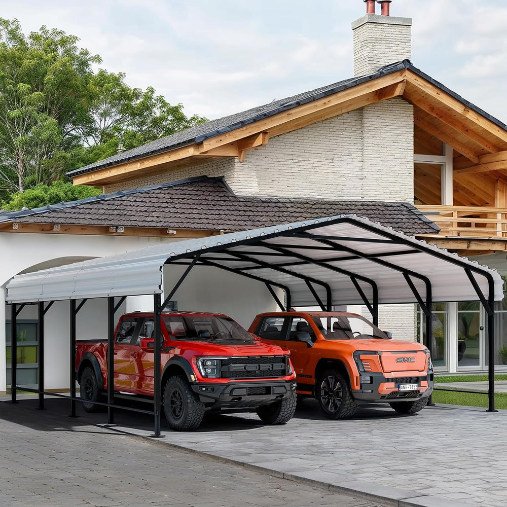 Shintenchi 20x20 FT Metal Carport, Oversized Carport Garage with Enhanced Bas...