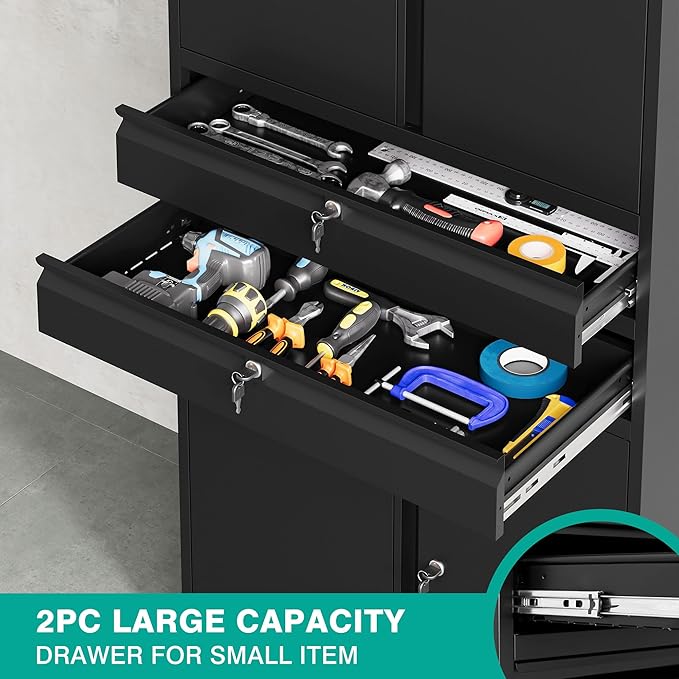 Metal Storage Cabinet with Drawer and Locks