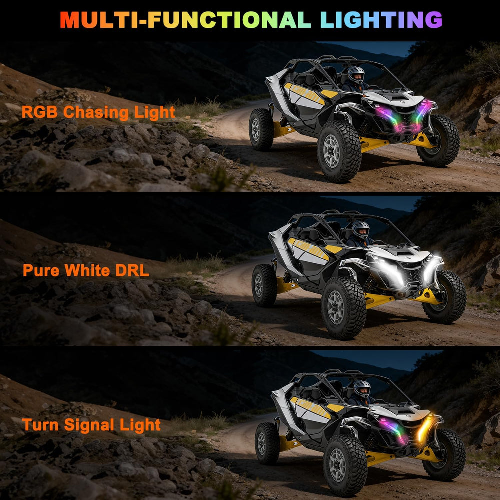 Tavaray RGBW LED Fang Lights for Can-Am Maverick R 2024-2026 MAX X RS, Pure W...