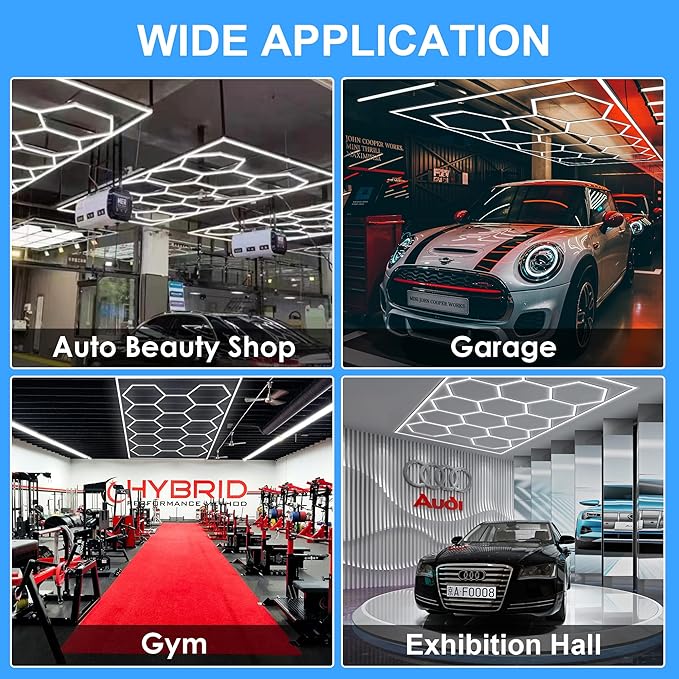 MODERN Hexagon Garage Light: Higher Brightness 720W 86400 Lumens Hexagon Led