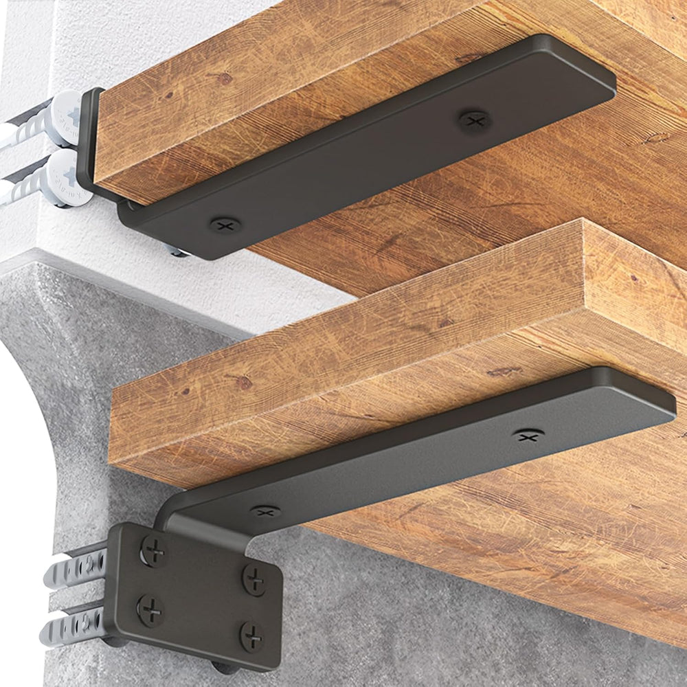 Goovilla Shelf Bracket, Floating Shelf Brackets 12 inch Long, 6 Pack, Black