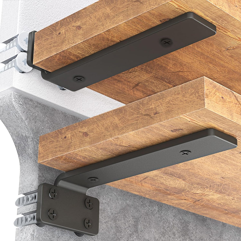 Goovilla Shelf Bracket, Floating Shelf Brackets 12 inch Long, 4 Pack, Black
