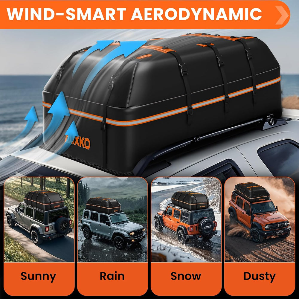 AUXKO 22 Cubic Ft Waterproof Rooftop Cargo Carrier Bag for All Vehicles with/...