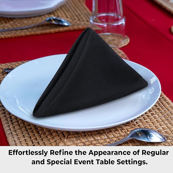 Urban Villa Cloth Napkins Halloween Dinner Napkins Solid Black Color 20'&...