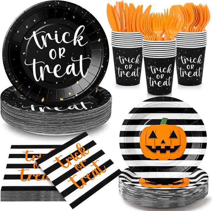 Honeydak 210 Pcs Halloween Trick or Treat Plates and Napkins for 30 Guests