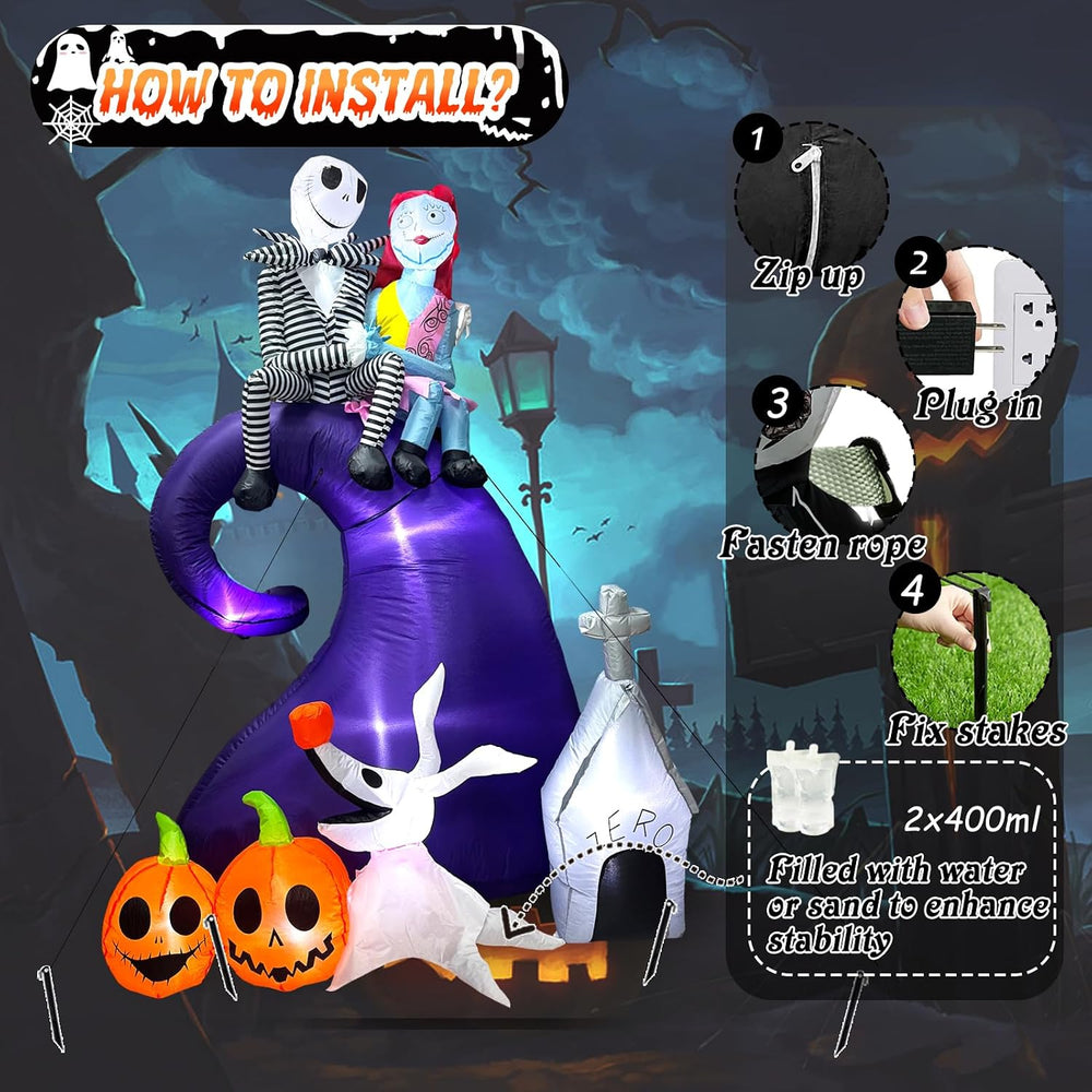 6 FT Halloween Inflatables Outdoor Decoration, Blow Up Yard Decorations with ...