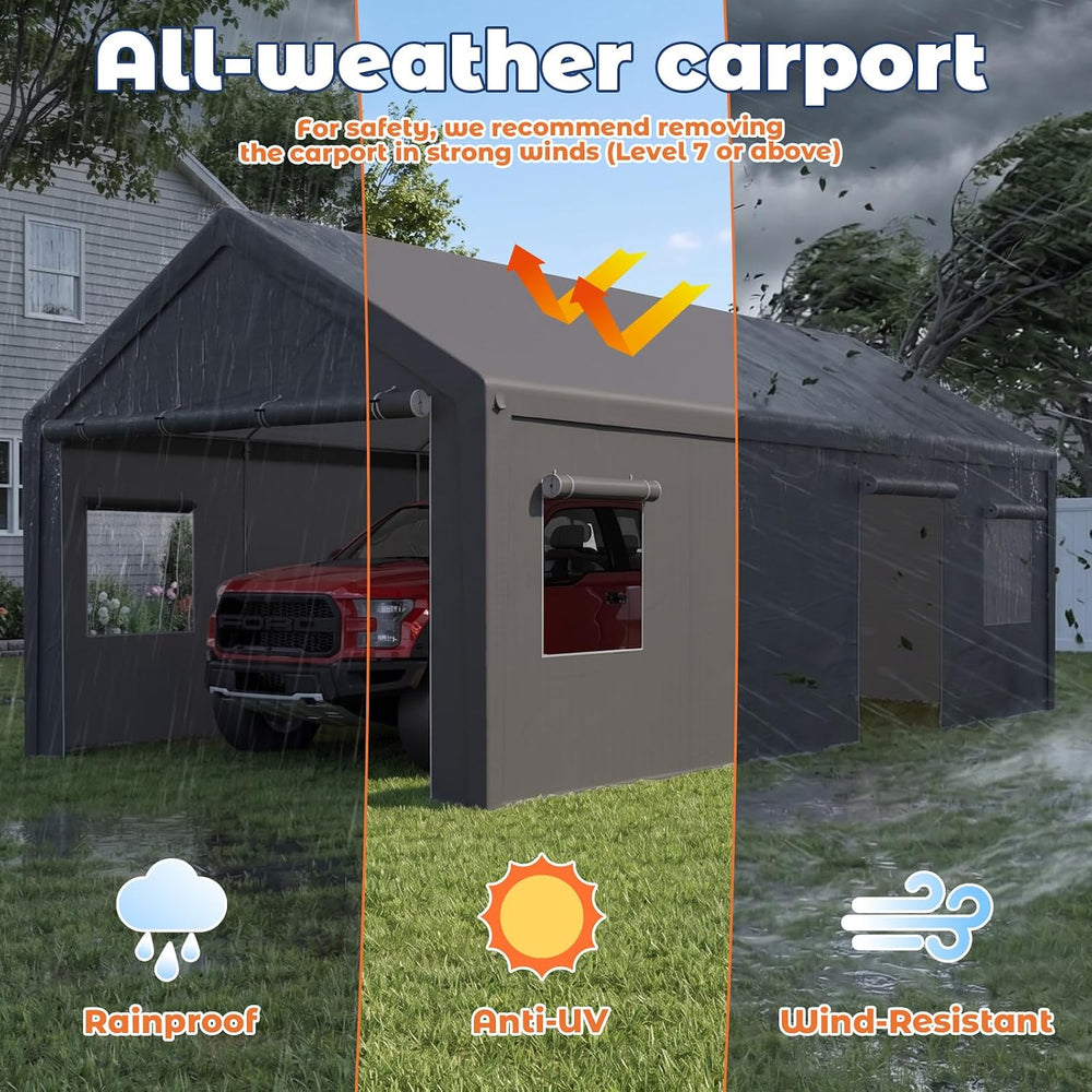 13x25 FT Heavy Duty Carport, Portable Garage Car Ports
