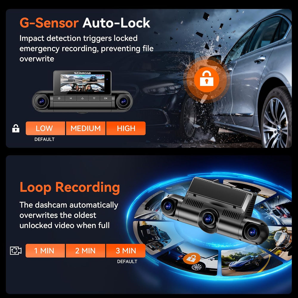 4K 360° Dash Cam, 4-Channel Front Rear Left Right, WiFi GPS 128GB
