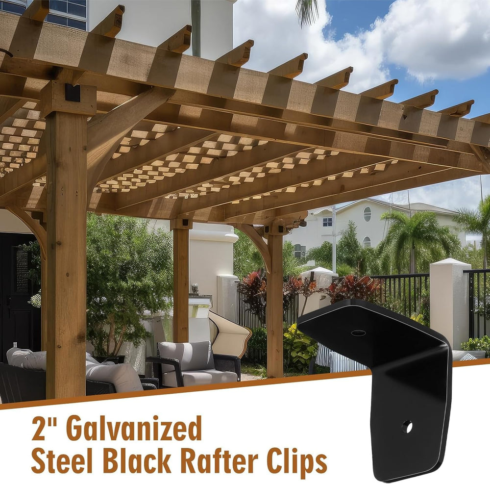 MorningRo 50 Pcs Black Pergola Hardware Rafter Clips Galvanized Steel Rafter ...