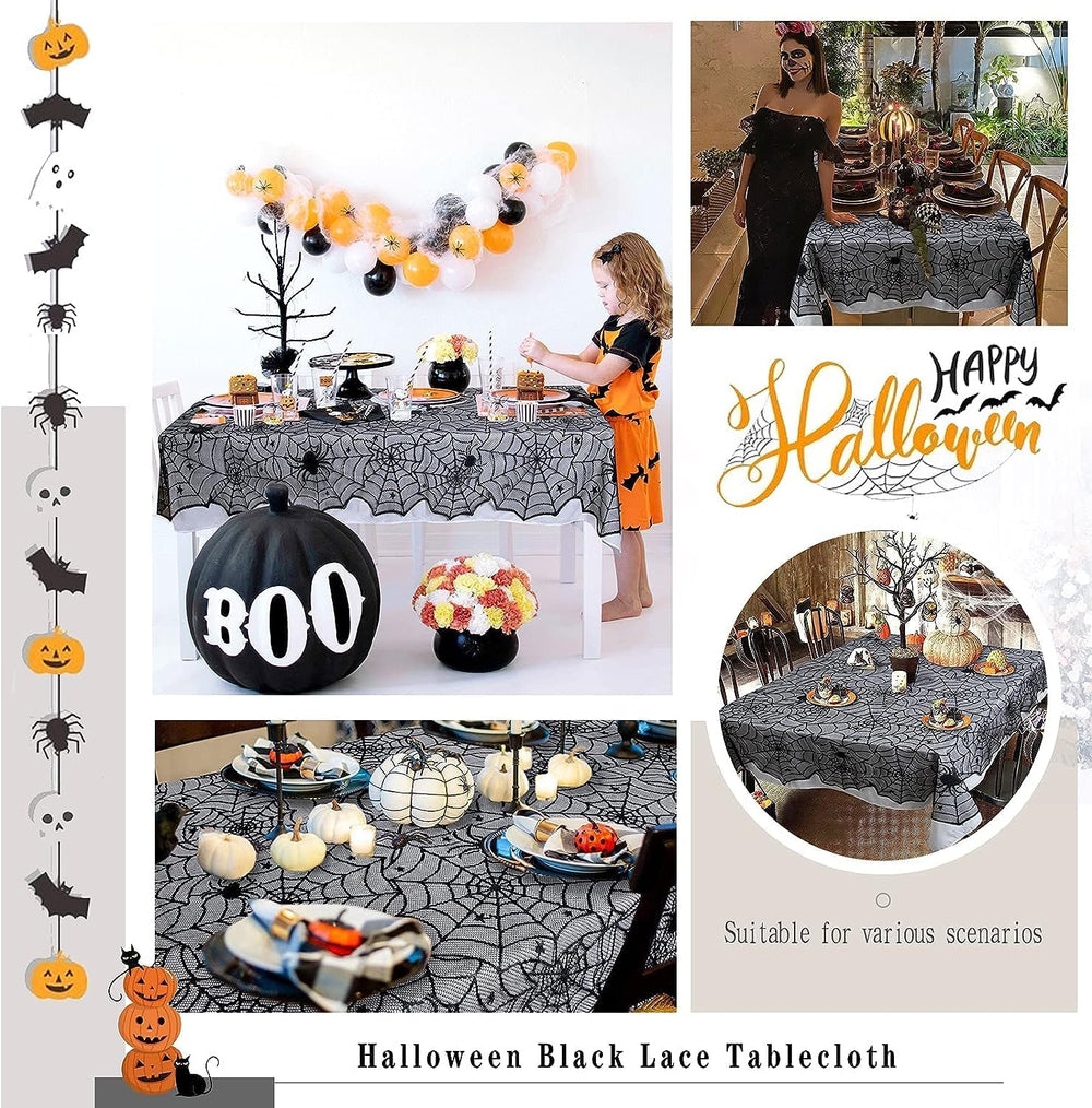 Halloween Lace Tablecloths Black Table Cloths Spiderweb Table Fabrics Decor